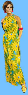 1960s flower long dress